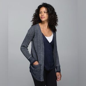 Lululemon Rare Cotton Cardigan w sewn in Vest / Heathered Inkwell / Size 4 (S)